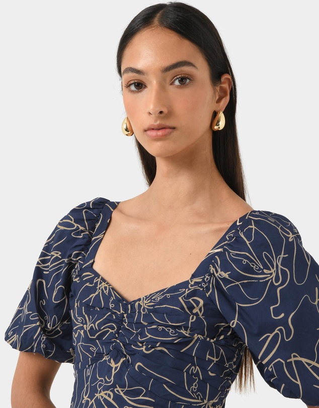 Forcast - Leen Puff Sleeve Midi Dress