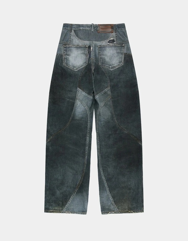 Andersson Bell - Denim Trompe-L'oeil Graphic Biker Jeans - Unisex