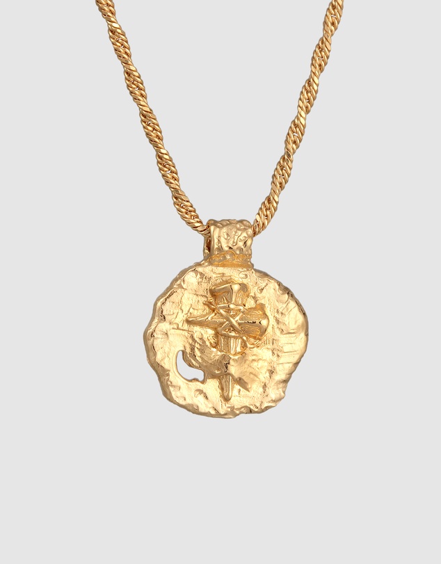 Kuzzoi - ICONIC EXCLUSIVE - Necklace Coin Pendant Cross Ancient in 925 Sterling Silver Gold Plated
