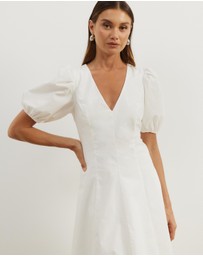 Atmos&Here - Ally Cotton Puff Sleeve Midi Dress