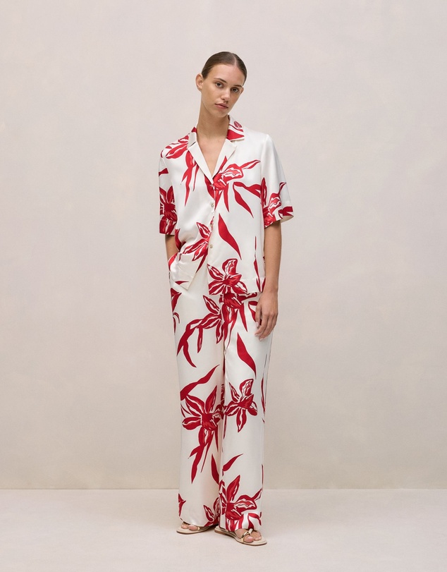 Trenery - Wild Iris Satin Relaxed Pant in White