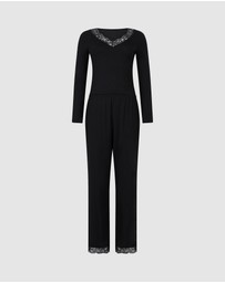 Hunkemoller - PJ LS Jersey Lace Nana Set