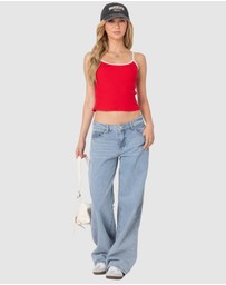 EDIKTED - Franky Ribbed Contrast Tank Top