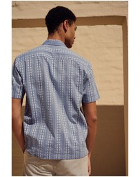 NEXT - Textured Stripe 100% Cotton Short Sleeve Shirt