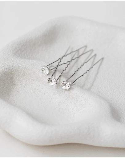 The White Collection - Aria - 8mm Crystal Bridal Hair Pin Trio