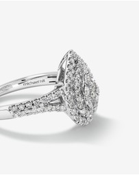 Michael Hill - 0.65 Carat TW Pear Cluster Halo Diamond Ring in 10kt White Gold