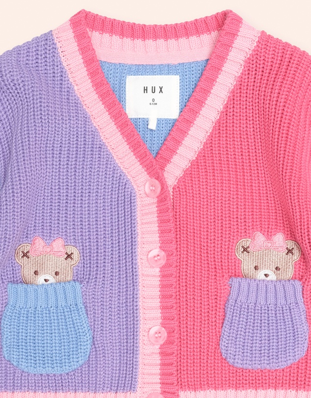Huxbaby - Colour Block Peekaboo Huxette Cardi - Babies-Kids