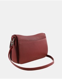 Pierre Cardin - Pierre Cardin Ladies Leather Flap Over Crossbody Bag