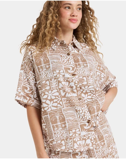 Roxy - Womens Beachy Nostalgia Slub Short Sleeve Shirt