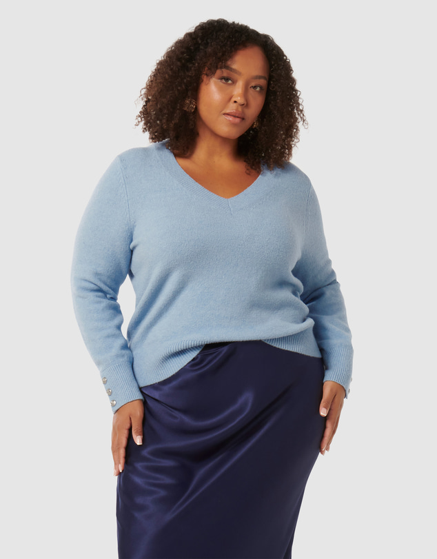 Forever New Curve - Sabrina Curve Button Cuff Knit Jumper