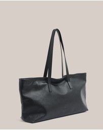 VESTIRSI - Mia Black Leather East West Slouchy Tote