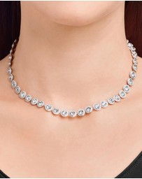 Swarovski - Una Angelic Tennis necklace, Round cut, White, Rhodium plated