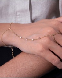 Elli Jewelry - Bracelet Hand Chain Crystals 925 Sterling Silver Gold-plated