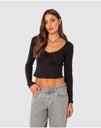 EDIKTED - Nat Ruched V Neck Top