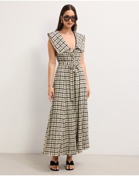 The Fated - Adela Check Collared Maxi Dress