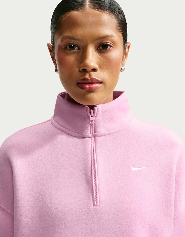 Nike - Studio Fleece Medium Weight Oversized 1/4-Zip Cropped Top