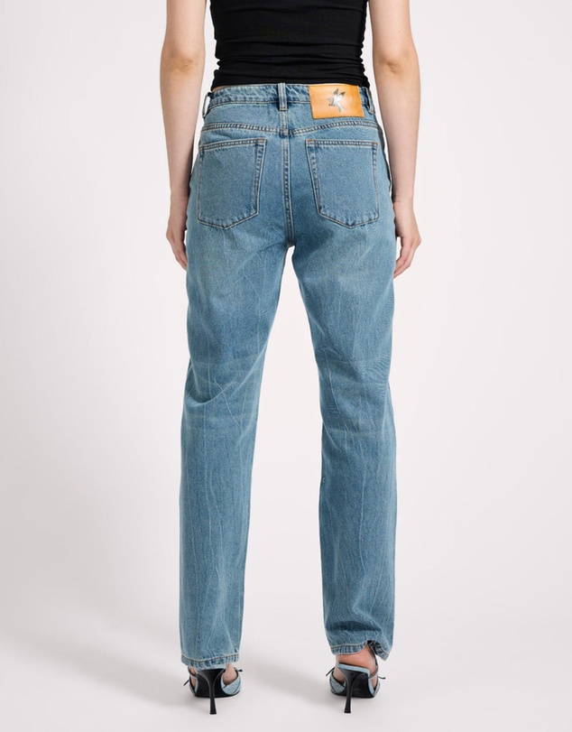 ONE TEASPOON - Austins Mid Waist Relaxed Straight Leg Jeans - Blue Crush