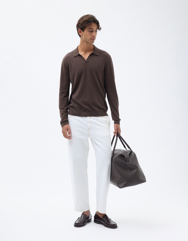 AERE - Linen Blend Knit Polo Long Sleeved
