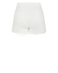 City Chic - Plus size Shannah Denim Rip Short - ivory