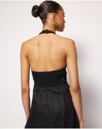 AERE - Brisa Halter Linen Slip Dress