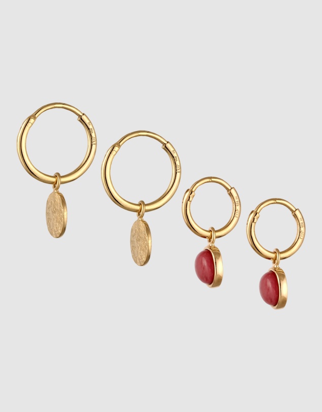 Elli Jewelry - Agate Circle Earring Set in Gold-Plated 925 Silver