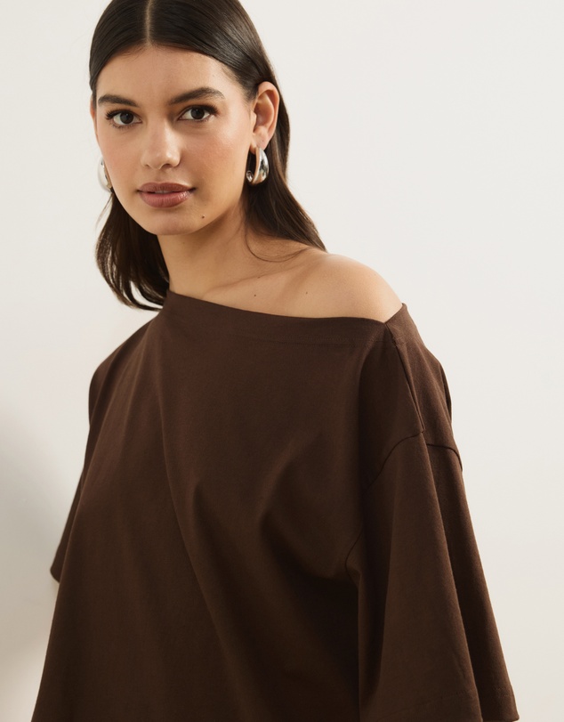 Atmos&Here - Sadie Oversized Cotton Boat Neck T-Shirt