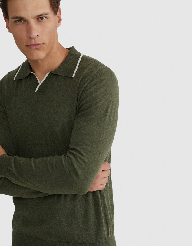 Oxford - Reiss Tipping Collar Long Sleeve Knit Polo