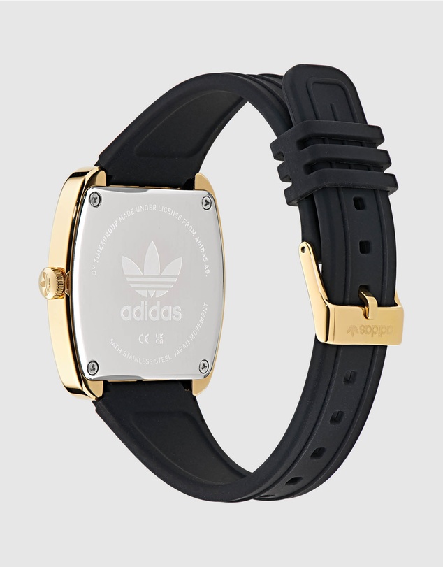 adidas Originals - Retro Wave One IP Gold-Tone Black Silicone Watch