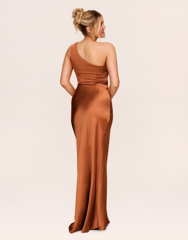 Six Stories - One Shoulder Satin Ruched Bridesmaid Dress