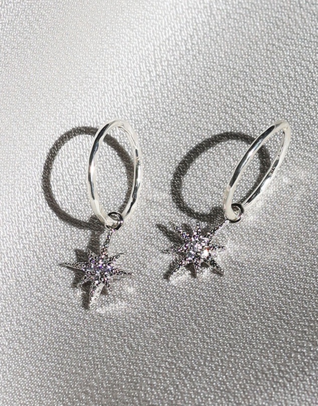 SAINT VALENTINE - North Star Mini Hoops - Silver