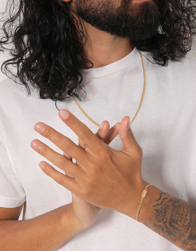 Kuzzoi - ICONIC EXCLUSIVE - Curb Chain Necklace and Bracelet Set in Gold-Plated 925 Sterling Silver