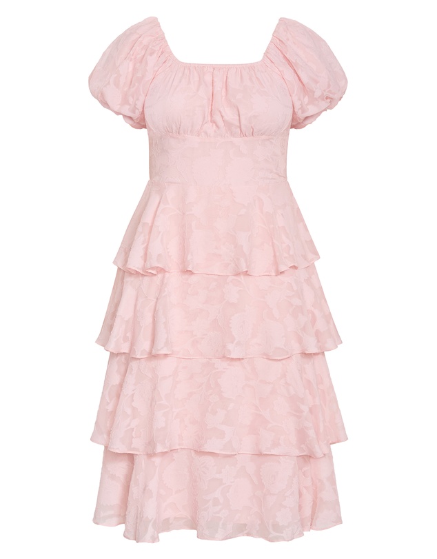 City Chic - Plus size Dania Ruffle Tier Dress - heavenly pink