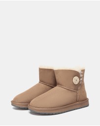 EVERAU - Australian Shepherd Ugg Mini Button Sheepskin Upper UGG Boots