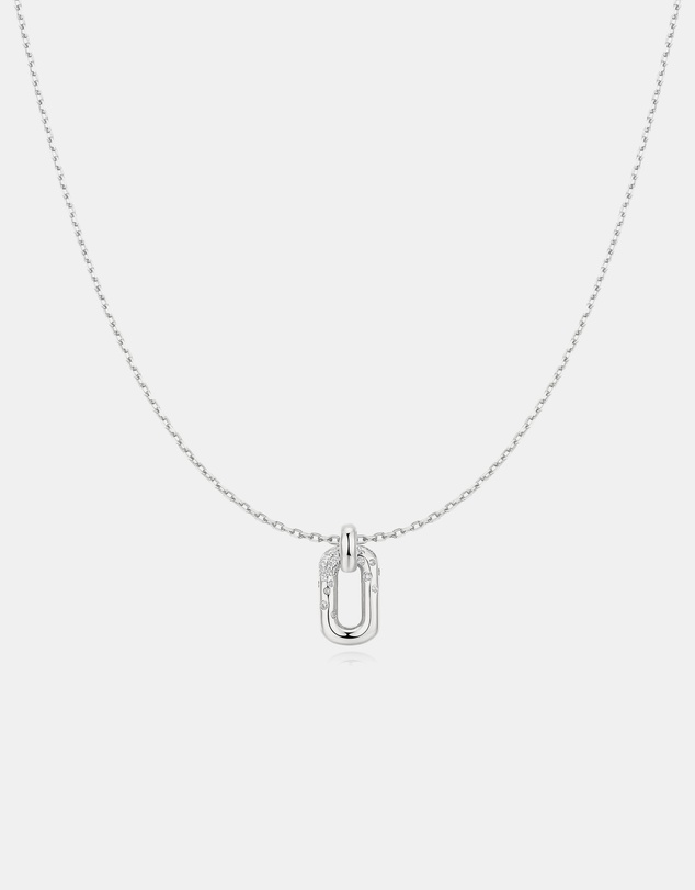 Ania Haie - Silver Sparkling Oval Hoop Pendant Necklace