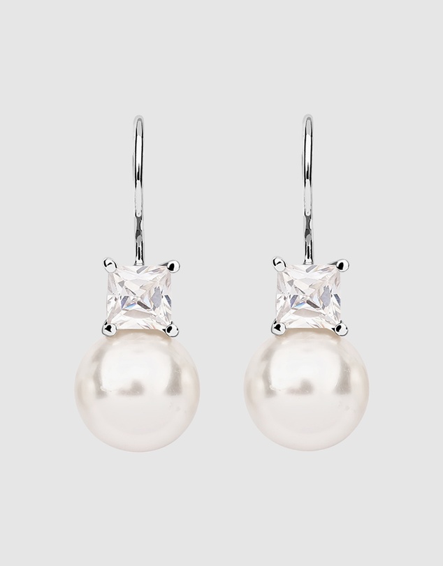 Elli Jewelry - Earrings Synthetic Pearl Zirconia 925 Sterling Silver
