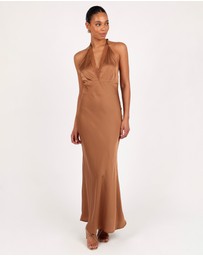 Petal & Pup - Kalina Halterneck Maxi Dress - Bronze