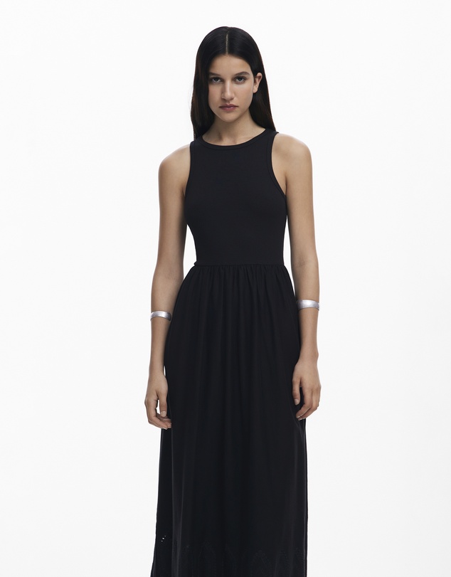 Desigual - Rib tank Dress with cotton Skirt