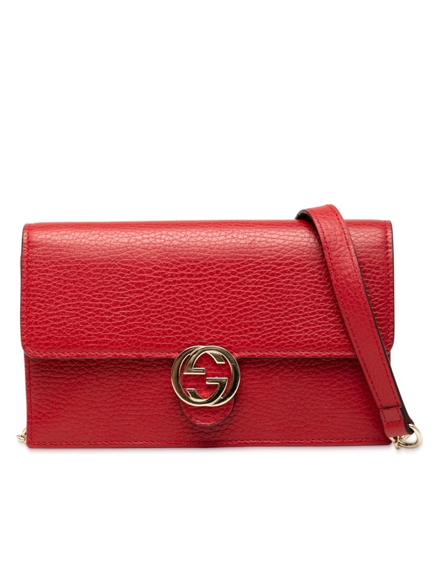 Pre-Loved by Azura Reborn - Pre-Loved Leather Interlocking G Dollar Wallet on Chain