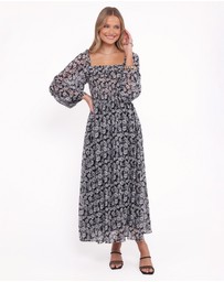 Petal & Pup - Faith Long Sleeve Maxi Dress - Black Floral