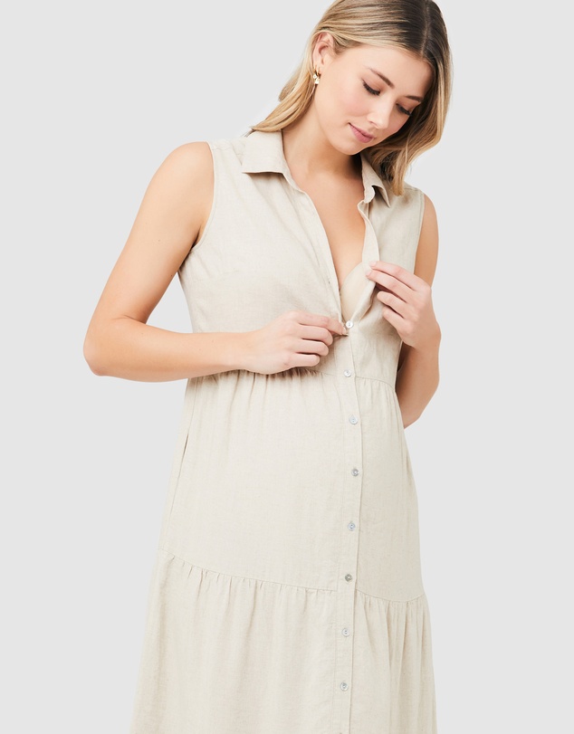 Ripe Maternity - Tracy Tiered Linen Dress