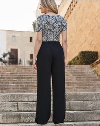Sosandar - Wide Leg Tie Waist Trouser