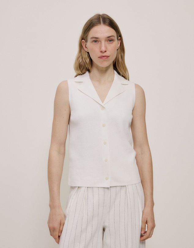 Trenery - Cotton Cashmere Knit Vest in Parchment