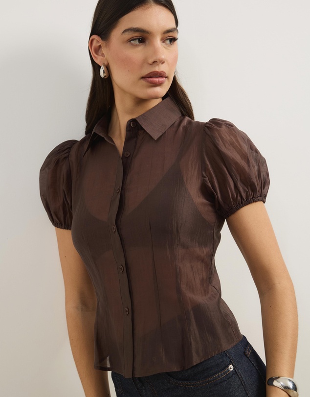 Atmos&Here - Kaia Organza Shirt with Removable Cami