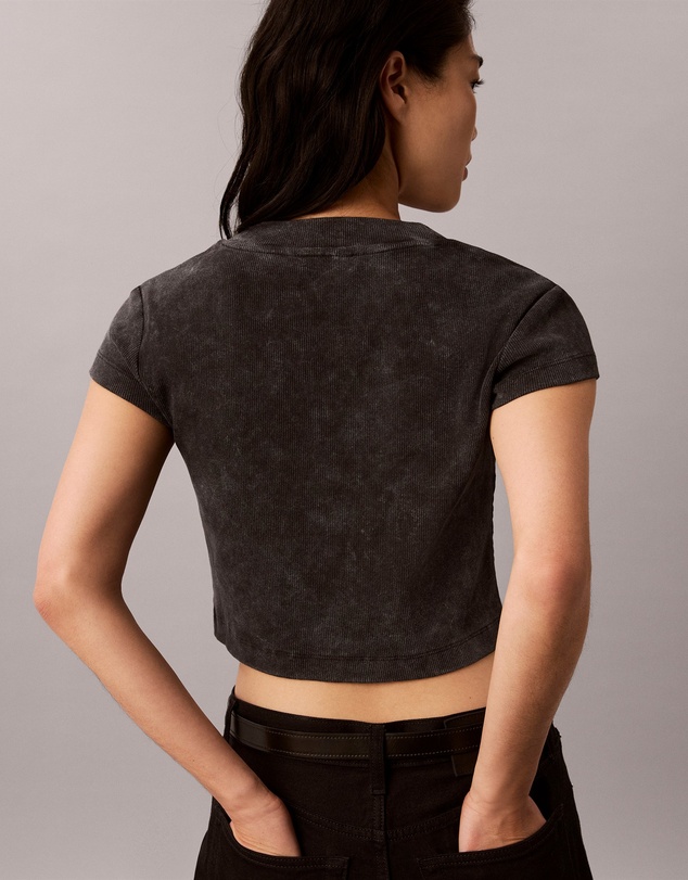 Calvin Klein Jeans - Monologo Rib Acid Wash Baby Tee