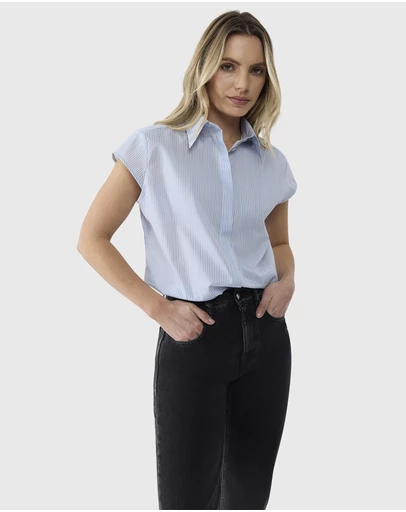 Farage - Cap Sleeve Stripe Shirt