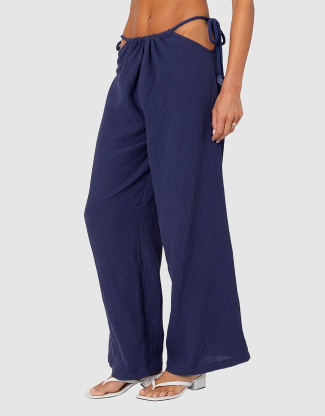 EDIKTED - Leoni Side Tie Cotton Gauze Pants