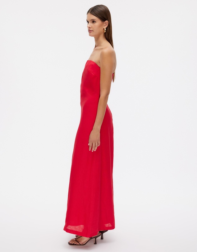Minima Esenciales - Nivas Linen Empire Strapless Dress