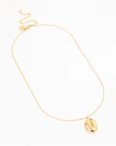 Lovisa - Waterproof Gold Plated Stainless Steel Oval Locket Short Necklace