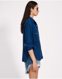 ONE TEASPOON - Western Denim Shirt - Deep Blue