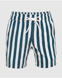 Tolu Australia - Boys Swim Shorts With Navy Blue Stripes
